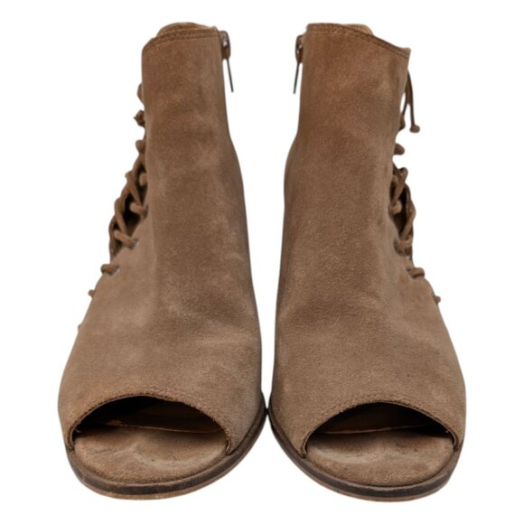 Lucky Brand Hartlee Ankle Boots Womens Brown Suede Leather Open Toe Size 8 - Picture 7 of 12